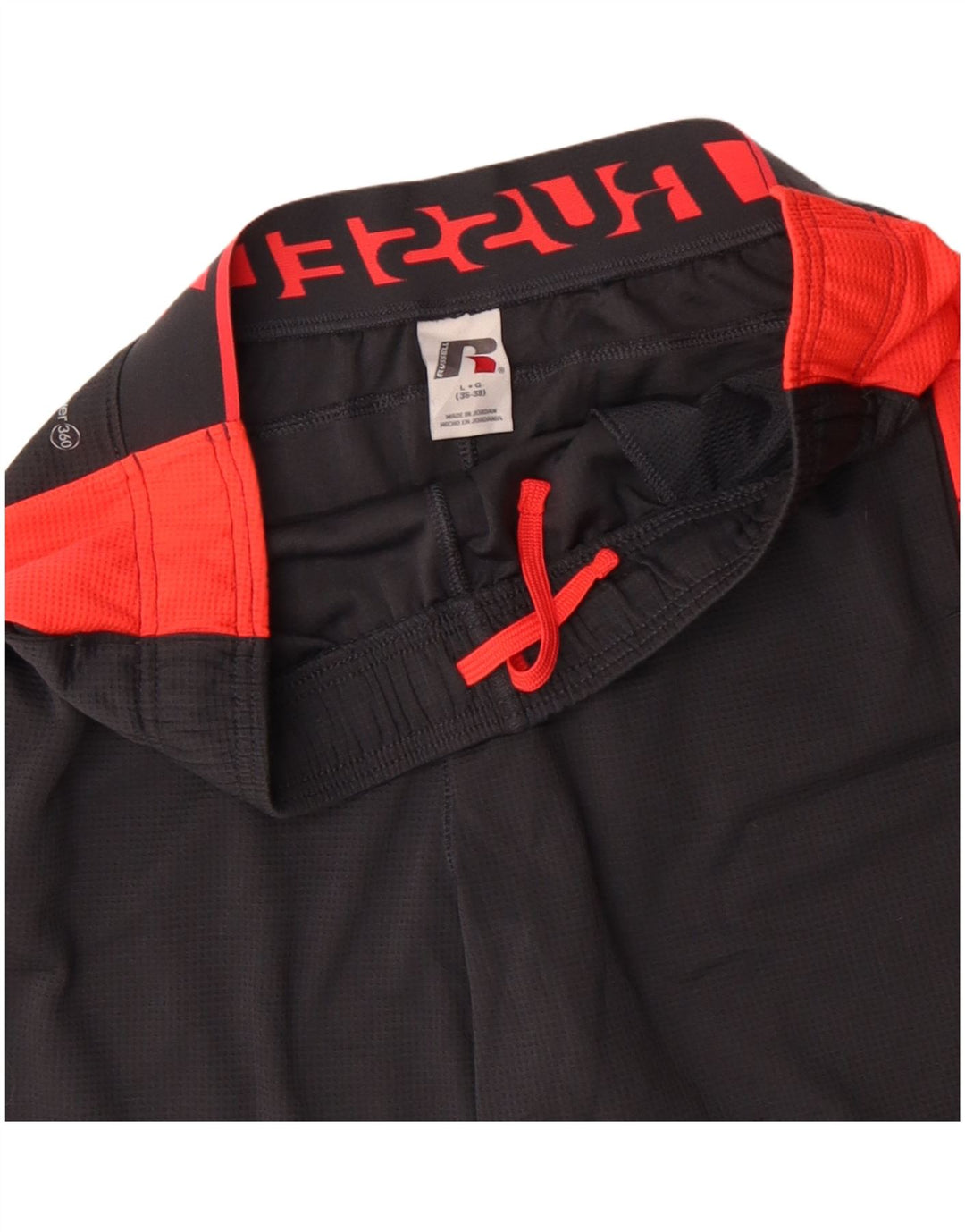 Męskie spodenki sportowe RUSSELL ATHLETIC z grafiką, duże, szare, z blokami kolorów