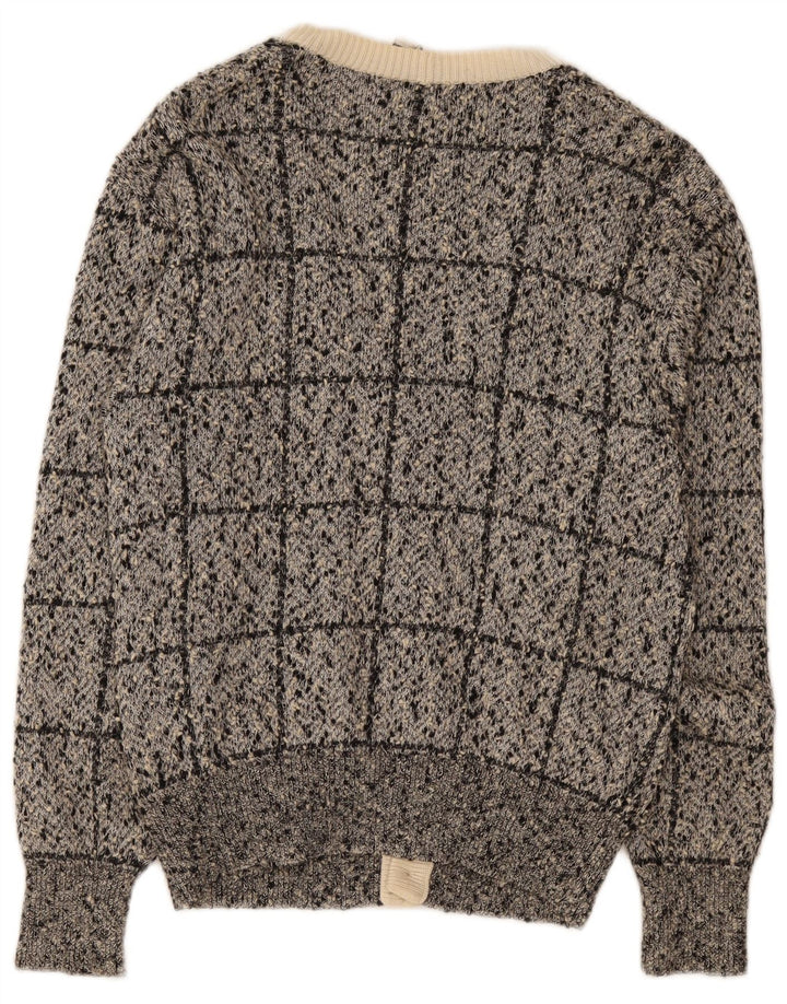 Męski sweter Valentino w małą szarą kratkę, bawełniany