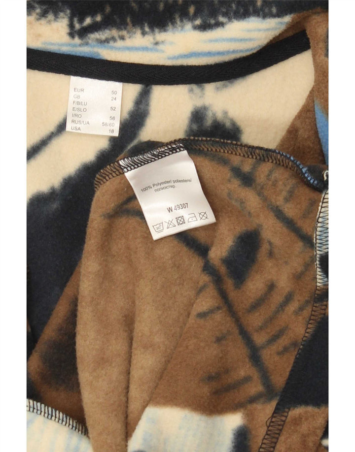 Damska kurtka polarowa w stylu vintage z abstrakcyjnym wzorem UK 24 4XL Brązowy blok kolorów