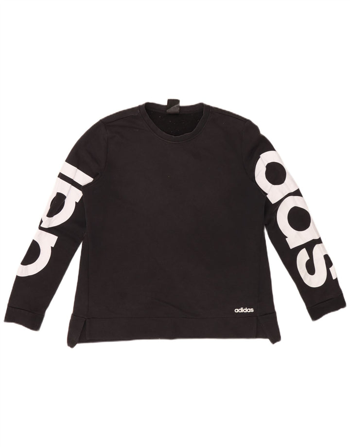 Damska bluza Adidas Climalite Graphic Jumper IT 44 Średnia czarna bawełna
