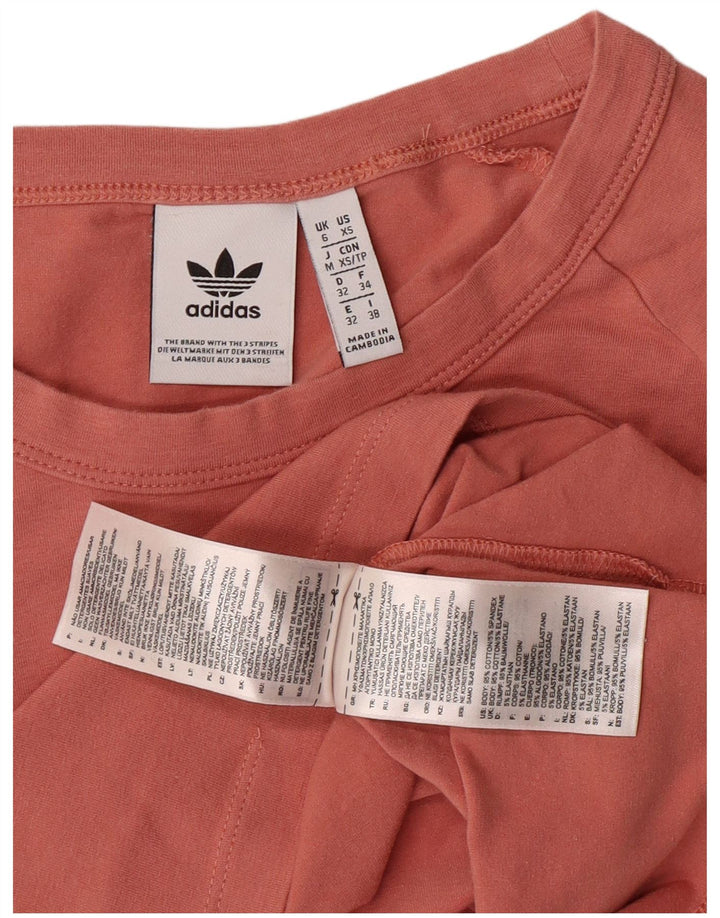 Damska koszulka ADIDAS Crop Graphic z długim rękawem, UK 6 XS, różowa bawełna