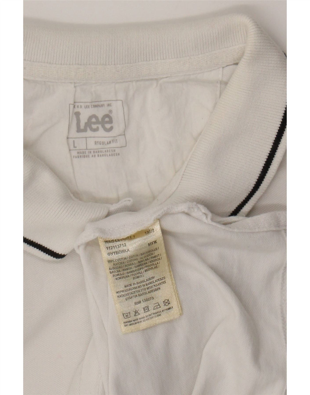 LEE Mens Regular Fit Polo Shirt Large White Cotton Vintage Lee and Second-Hand Lee from Messina Hembry 