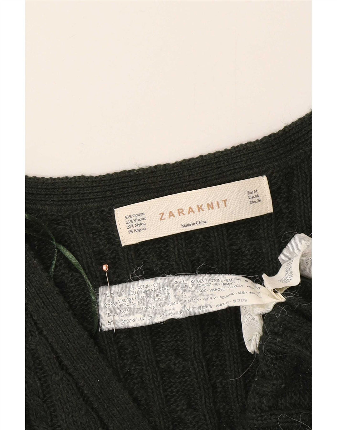 Sweter damski Zara Cardigan UK 12 Średni zielony bawełniany