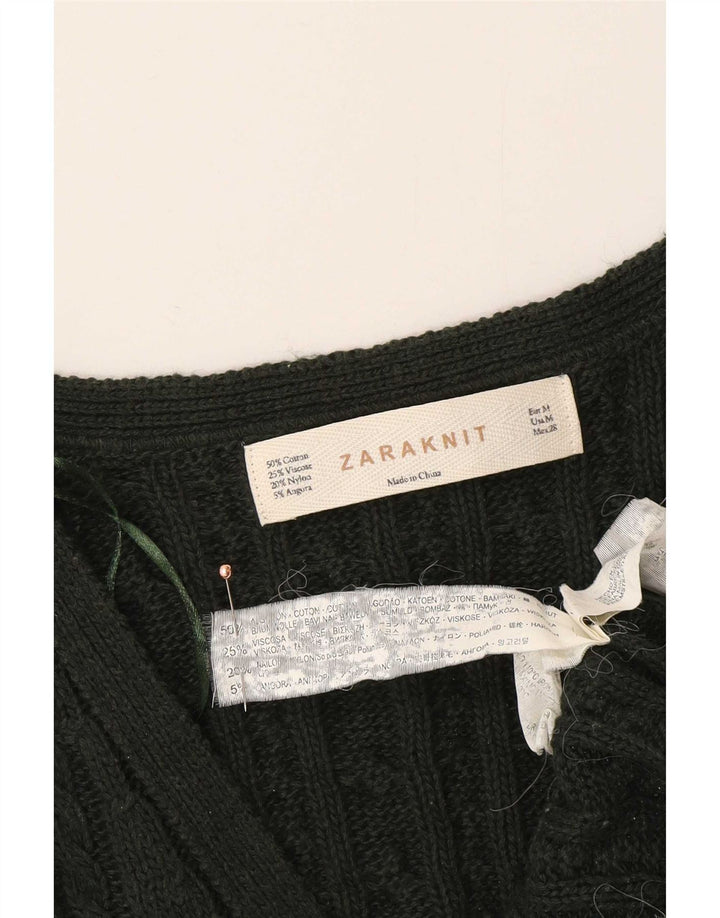 Sweter damski Zara Cardigan UK 12 Średni zielony bawełniany