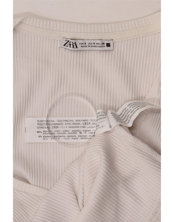 ZARA Womens Blouse Top UK 8 Small White Cotton Vintage Zara and Second-Hand Zara from Messina Hembry 
