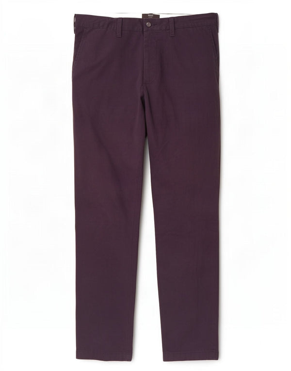 Marks & Spencer Męskie zwężane spodnie Chino W34 L29 Granatowa bawełna
