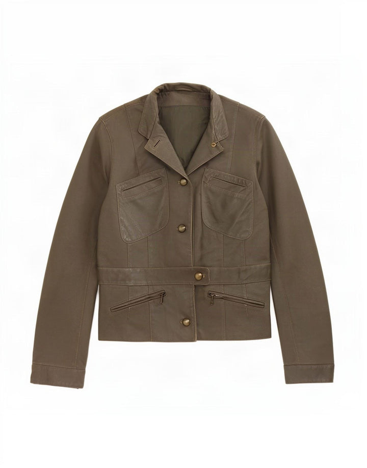 Vintage damska kurtka skórzana IT 44 Medium Khaki