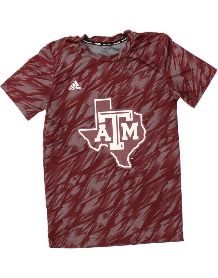 ADIDAS Boys Graphic T-Shirt Top 10-11 Years Medium Maroon Geometric Vintage Adidas and Second-Hand Adidas from Messina Hembry 
