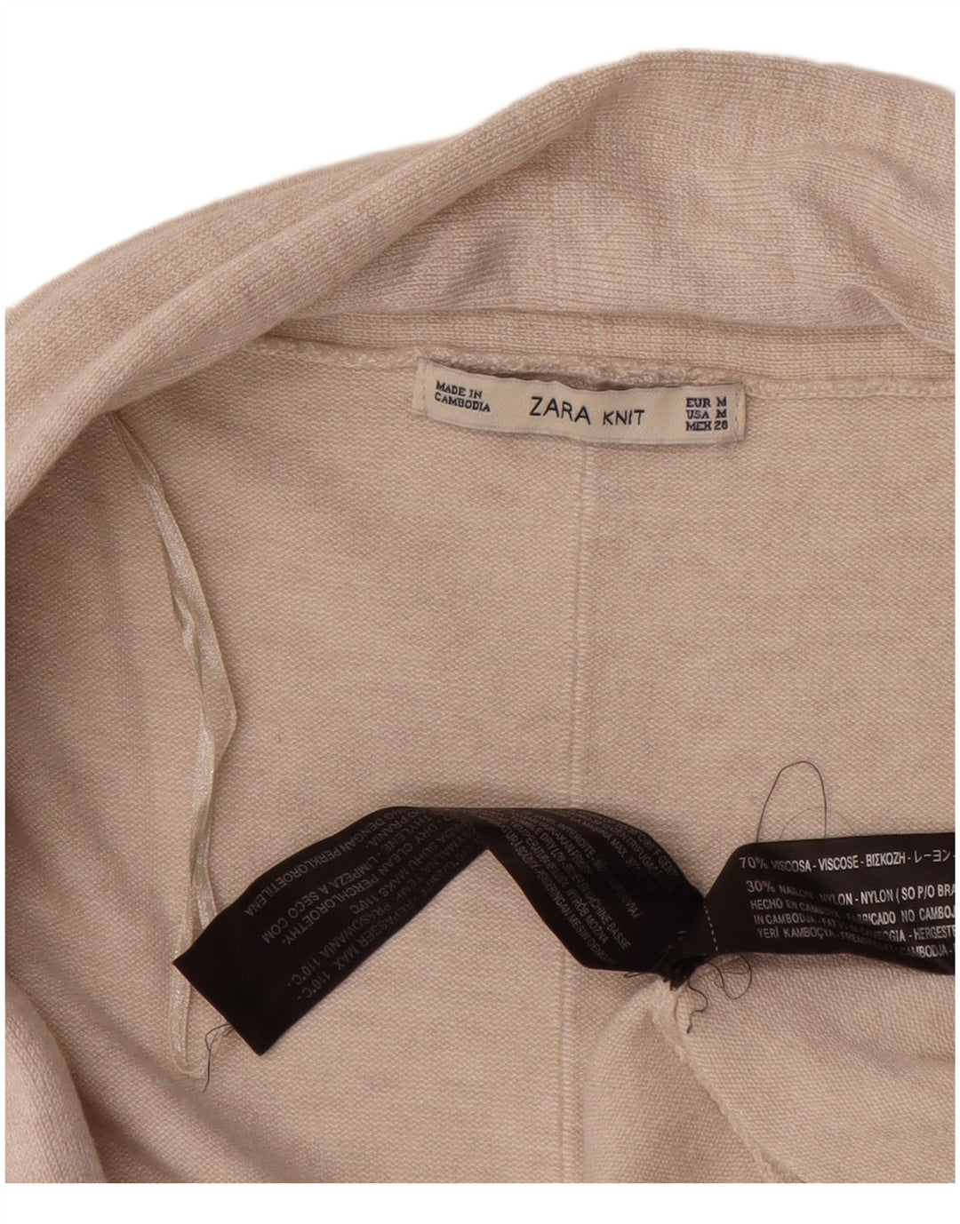 Sweter damski Zara z otwartym kardiganem UK 14 Średni beżowy wiskoza