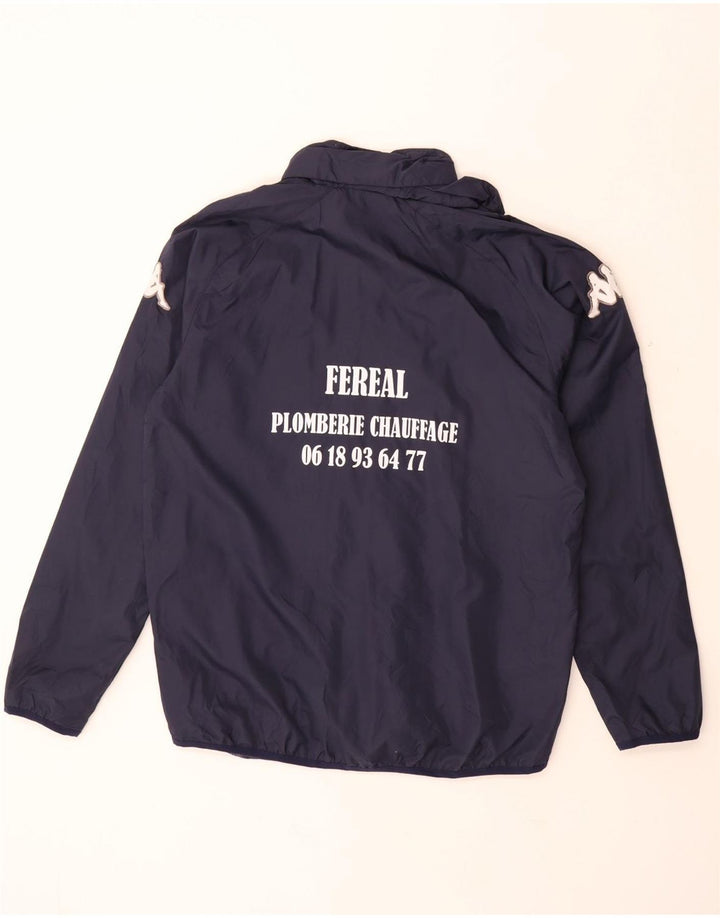 Męska bluza dresowa z kapturem i grafiką KAPPA, średni granatowy poliester