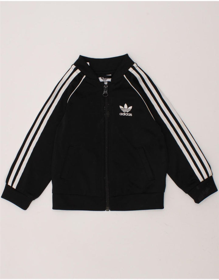 ADIDAS Baby Boys Tracksuit Top Jacket 9-12 Months Black Polyester Vintage Adidas and Second-Hand Adidas from Messina Hembry 