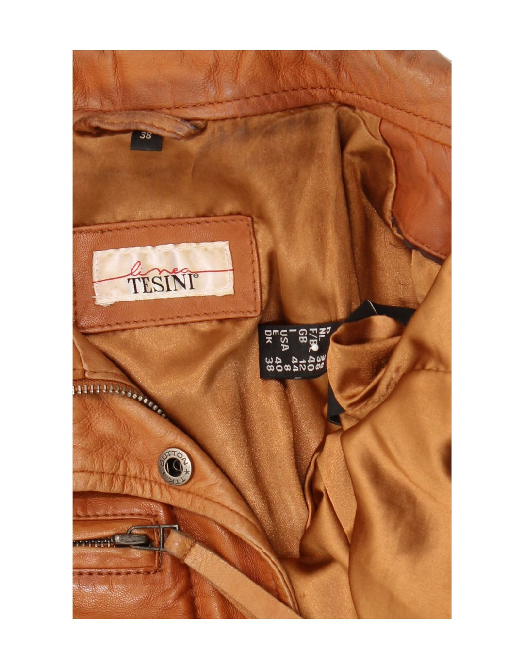 VINTAGE Womens Crop Leather Jacket UK 12 Medium Brown Leather Vintage Vintage and Second-Hand Vintage from Messina Hembry 