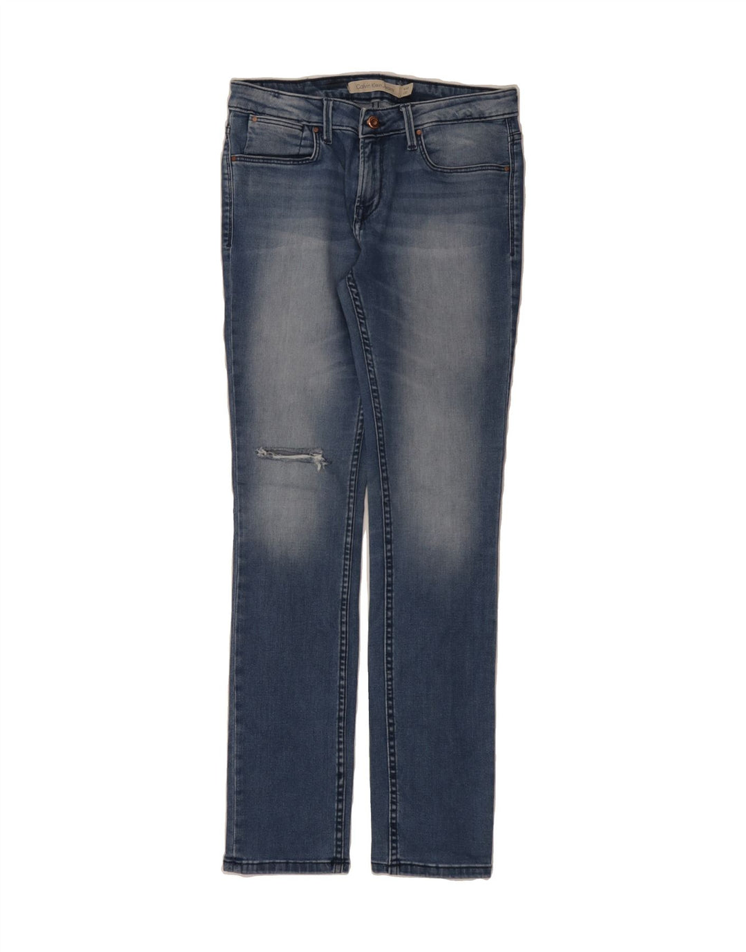 CALVIN KLEIN Womens Distressed Skinny Jeans W30 L32 Blue Vintage Calvin Klein and Second-Hand Calvin Klein from Messina Hembry 