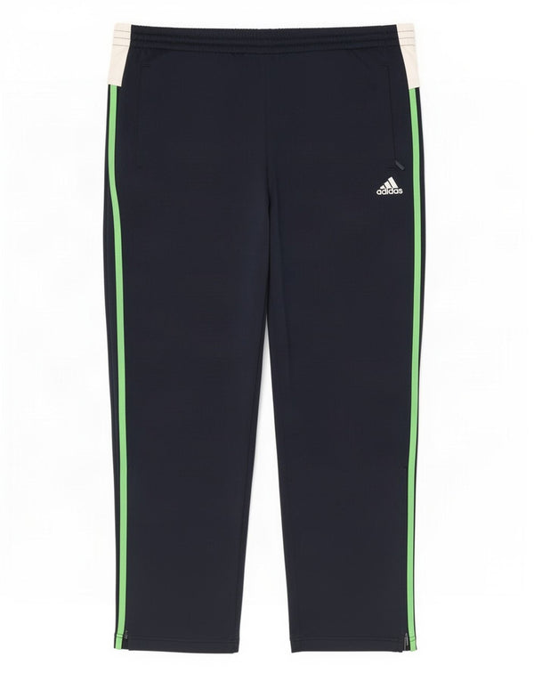Męskie spodnie dresowe Adidas UK 42/44, duże, granatowe, z blokami kolorów