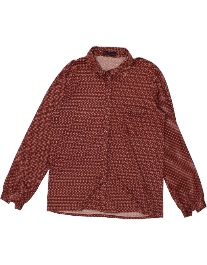 VINTAGE Womens Shirt IT 48 XL Brown Spotted Polyester Vintage Vintage and Second-Hand Vintage from Messina Hembry 