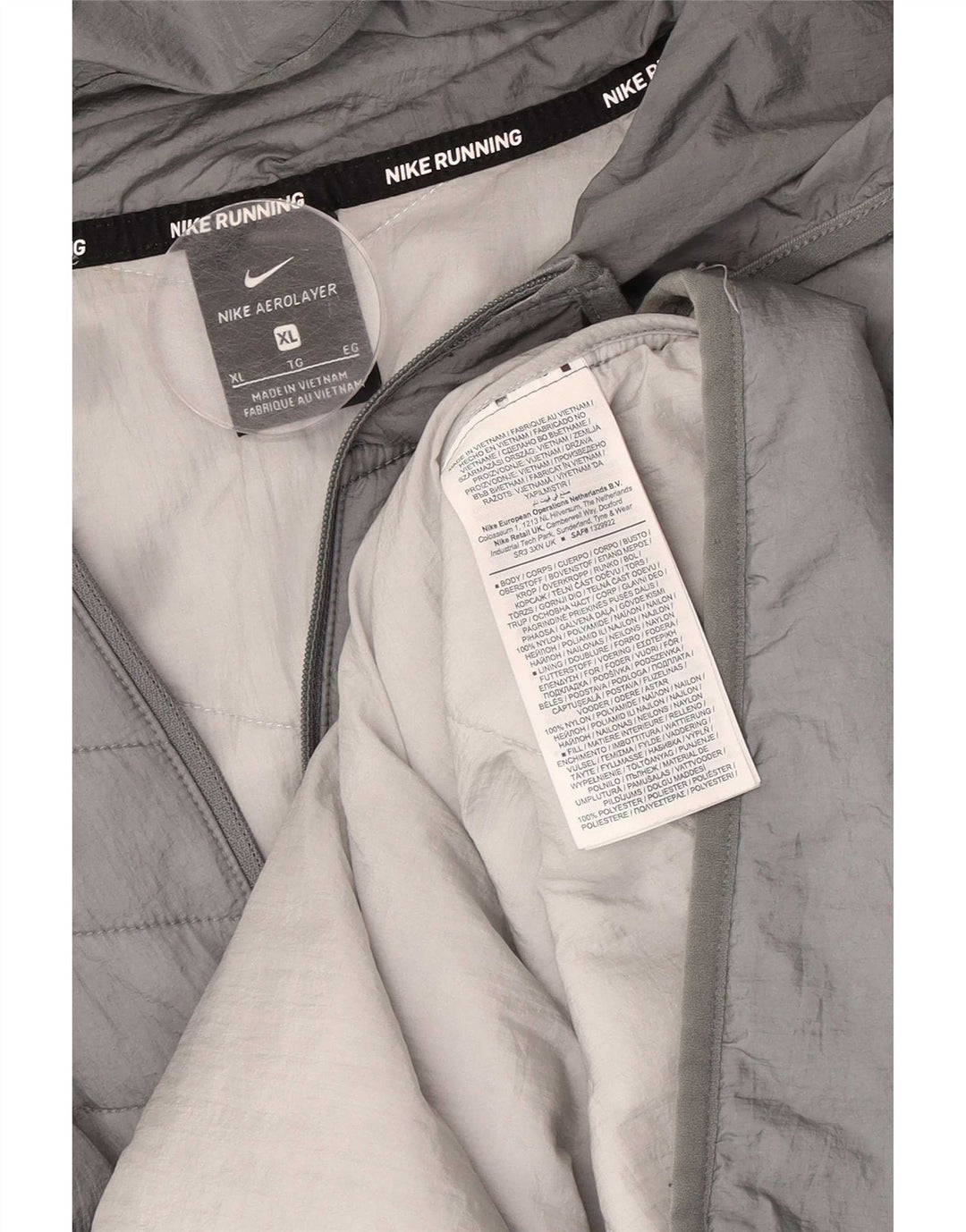 Męska wyściełana kurtka z kapturem Nike UK 42 XL Szary nylon