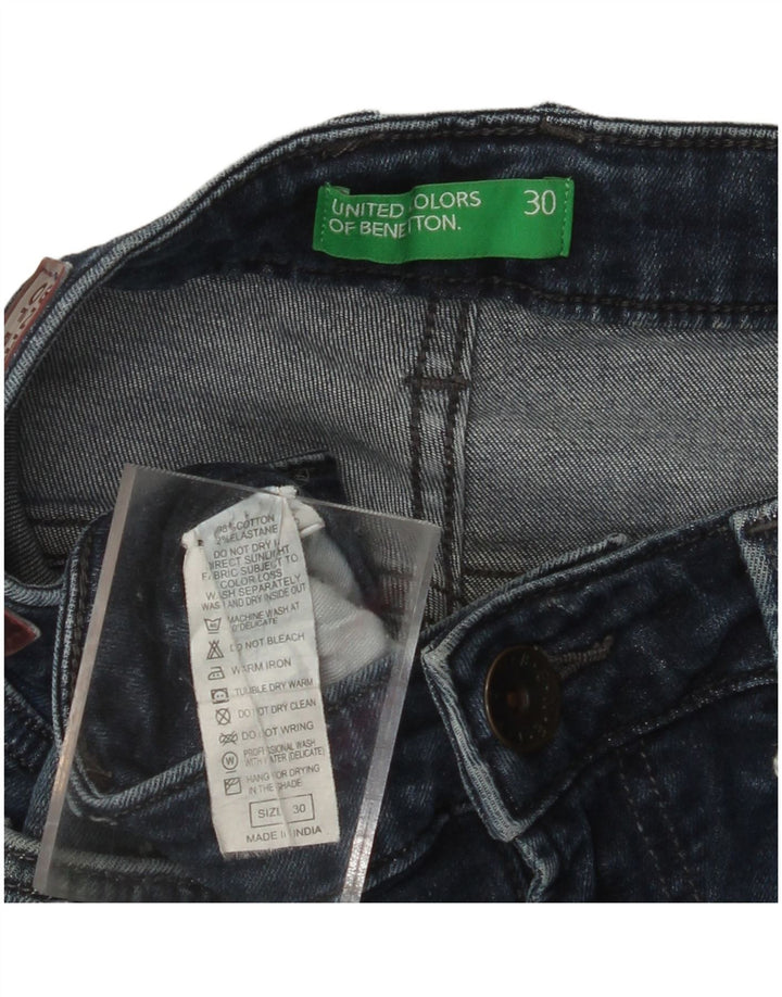 Damskie jeansy slim zwężane BENETTON W30 L30, niebieska bawełna