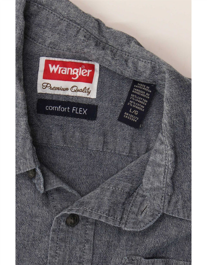Męska koszula z krótkim rękawem Wrangler, duża, niebieska, bawełniana