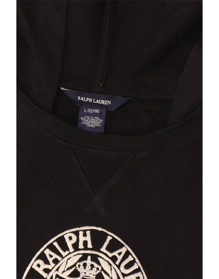 Ralph Lauren Dziewczęca graficzna sukienka z obniżoną talią 12-13 lat, czarna, bawełniana