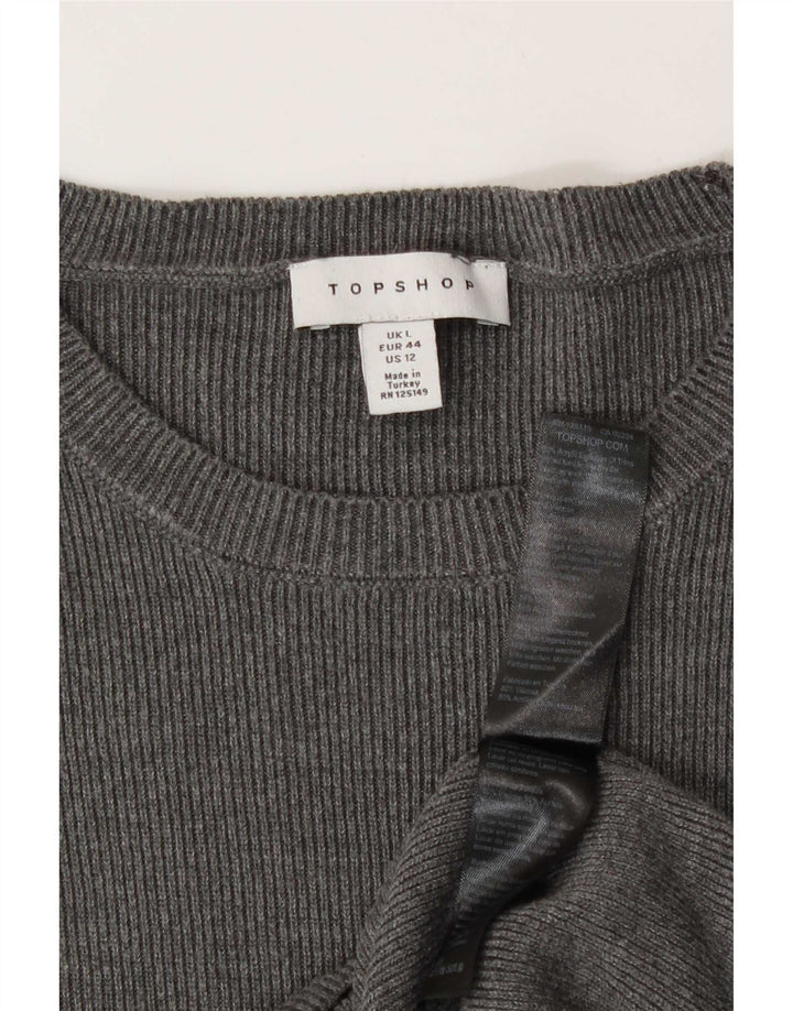 Topshop damski top z długim rękawem UK 16, duży, szary akryl