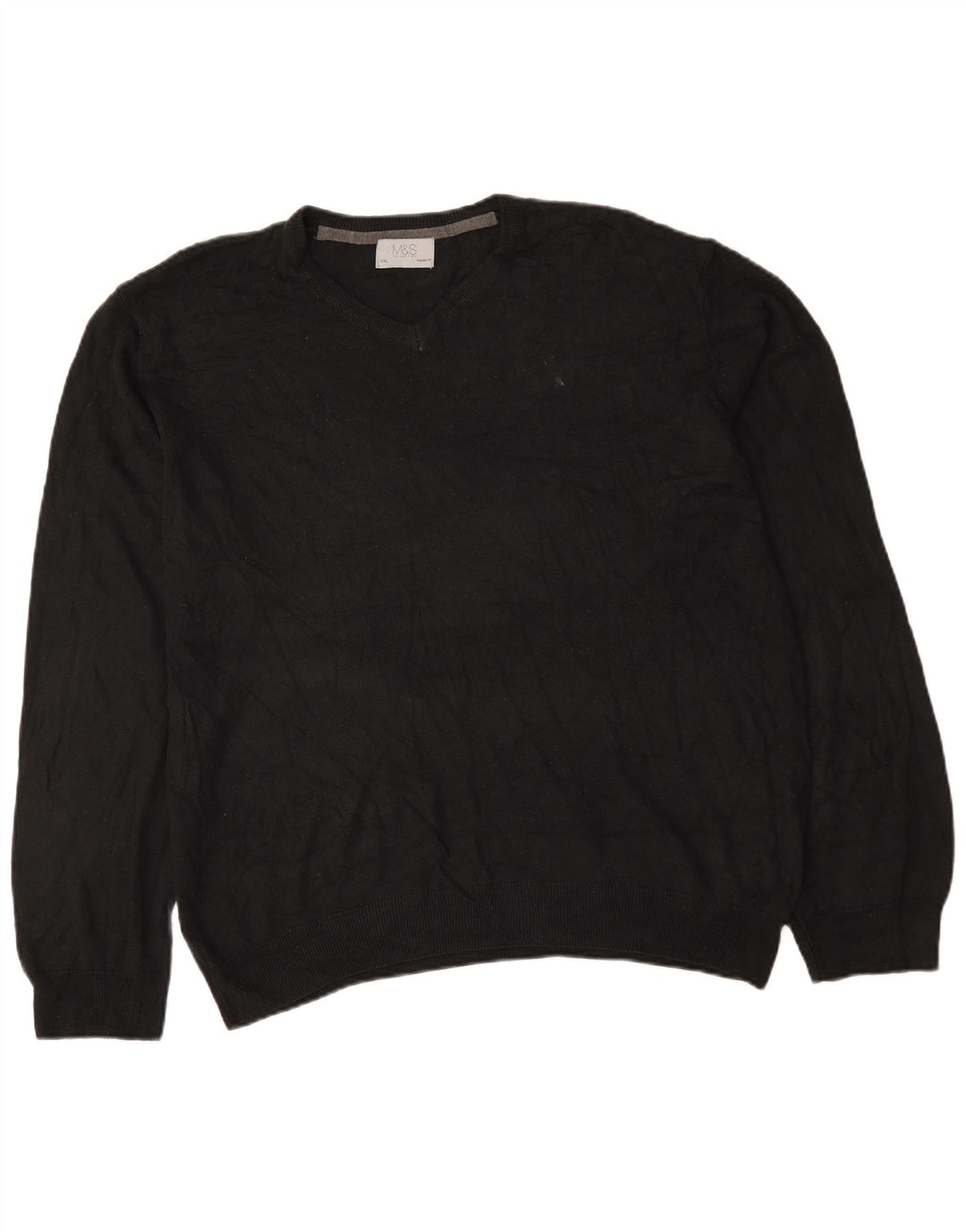 Męski sweter Marks & Spencer o regularnym kroju z dekoltem w kształcie litery V, 2XL, czarny akryl