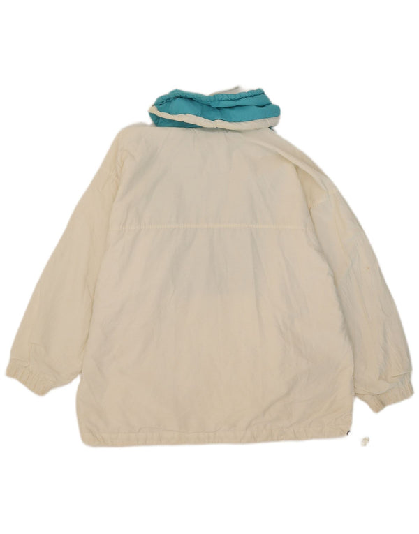 Vintage męska oversize'owa kurtka Anorak UK 12 z nylonu w kolorze średniej bieli