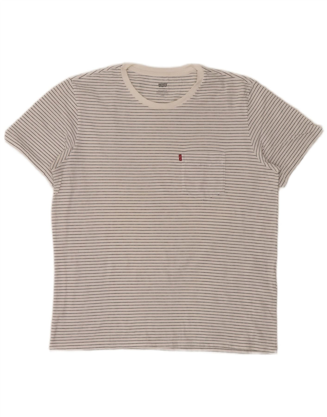 Męski T-shirt Levi's Top, duży, biały, bawełniany w prążki