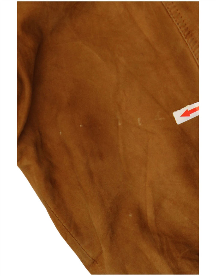 FABIO D Męska zamszowa kurtka bomber UK 40 duża beżowa skóra