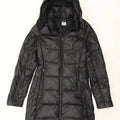 NIKE Womens Hooded Padded Coat UK 6 XS Black Polyester Vintage Nike and Second-Hand Nike from Messina Hembry 