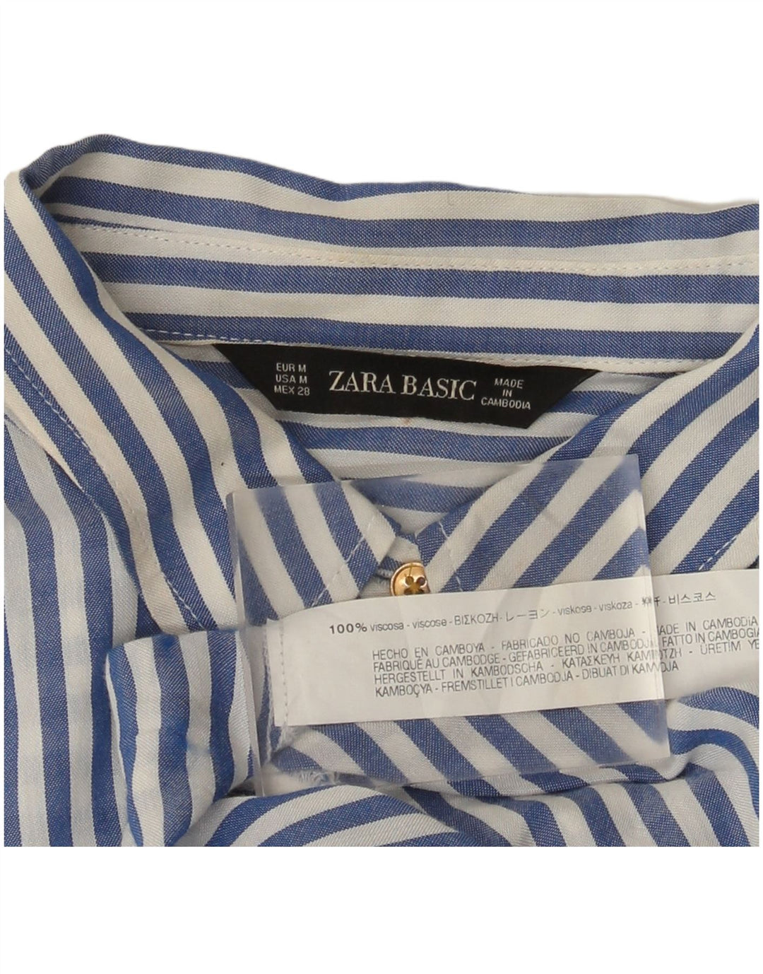 Koszula damska Zara UK 14 Średnio niebieska wiskoza w prążki