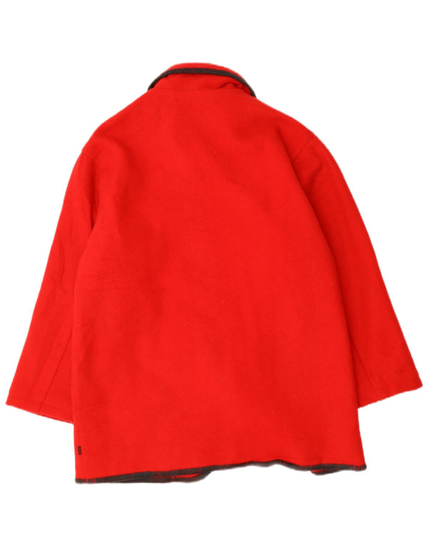 Damski płaszcz oversize Woolrich UK 14, średnia czerwona wełna