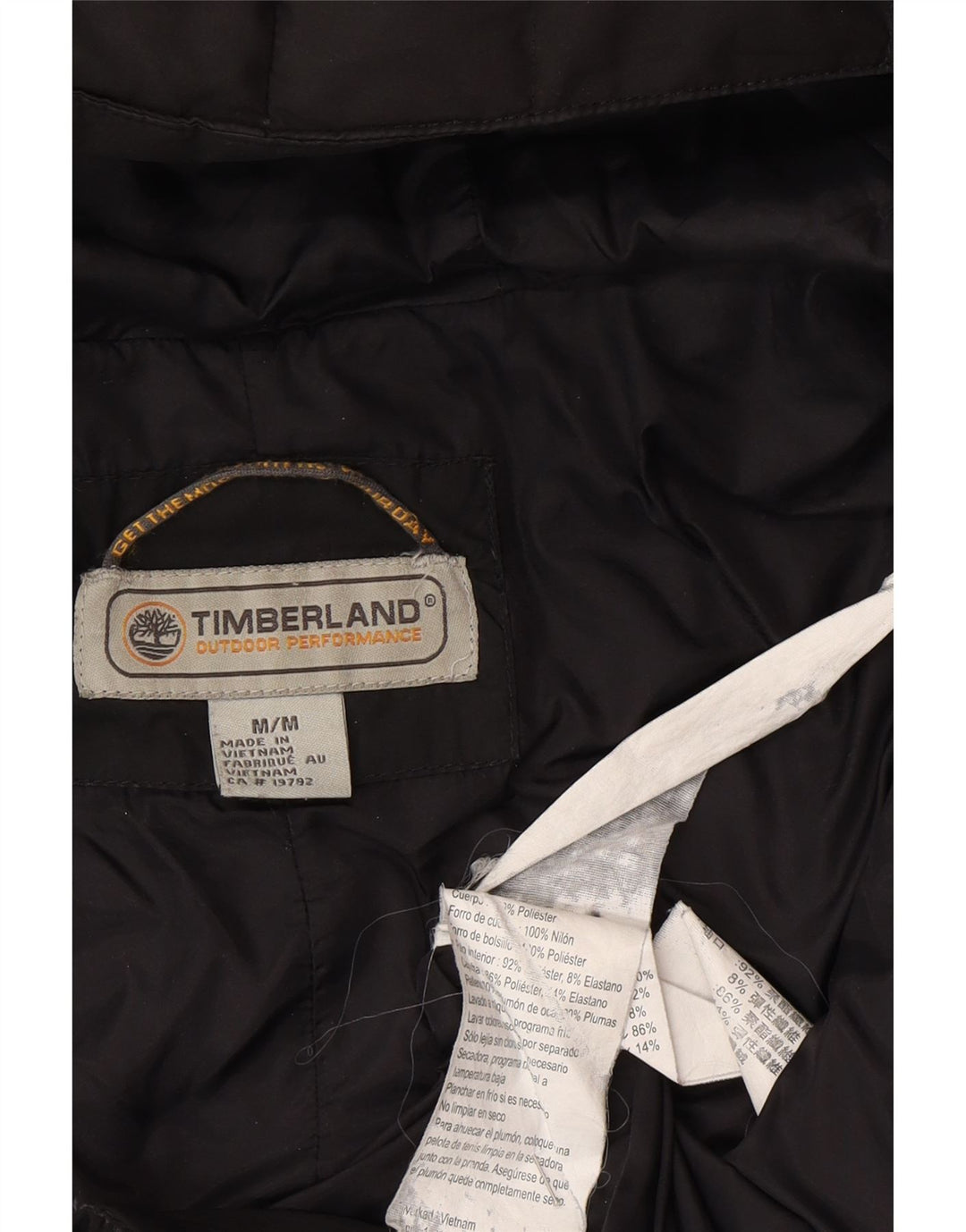 Damski ocieplany płaszcz z kapturem Timberland UK 14, średni czarny poliester