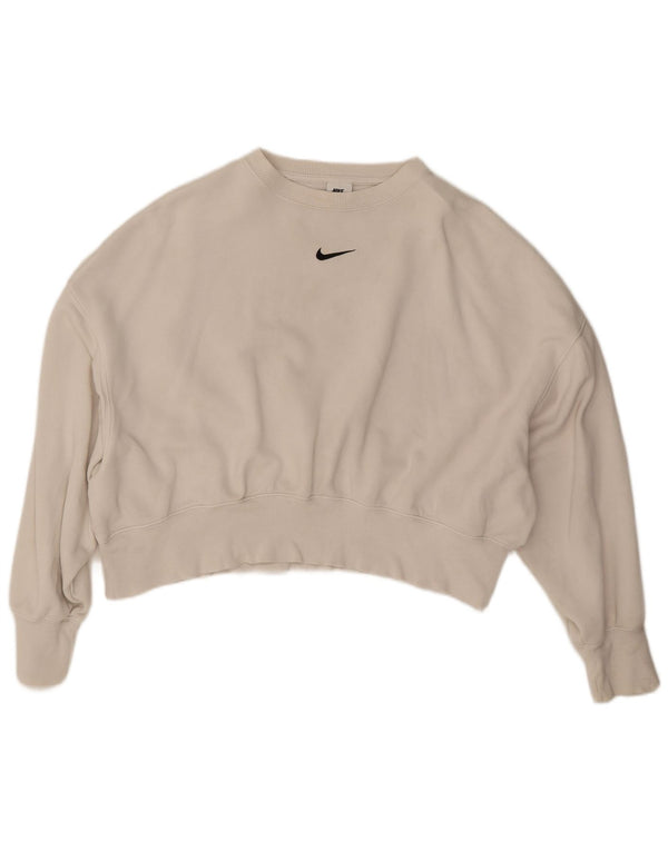 Damska bluza dresowa Nike Crop Oversize UK 14, średnia, biała, bawełniana