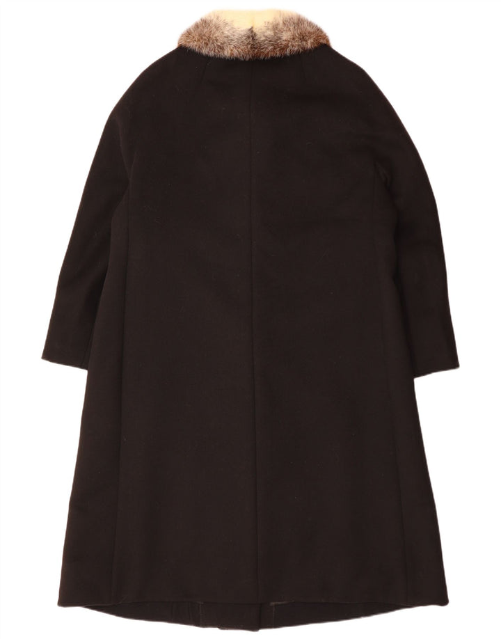 Płaszcz damski VINTAGE UK 14, duży, czarny, wełniany