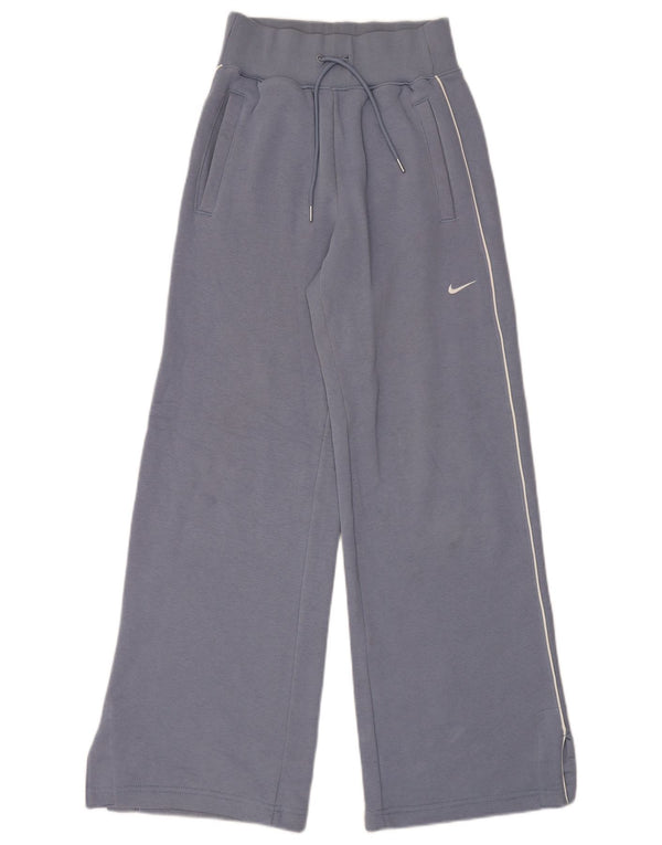 Damskie spodnie dresowe z szeroką nogawką Nike UK 4 XS, niebieskie, bawełniane