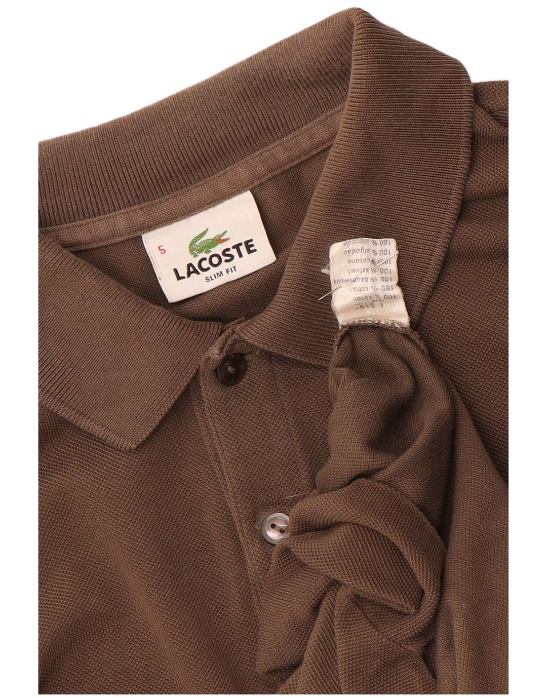 Męska koszulka polo Lacoste Slim Fit, rozmiar 5, duża, brązowa, bawełniana