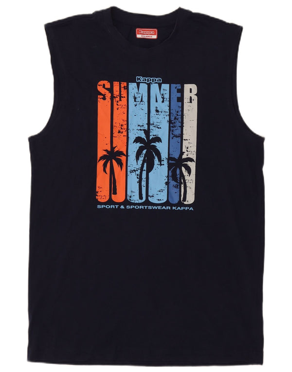 Męska kamizelka z grafiką Kappa 2XL, granatowa, bawełniana