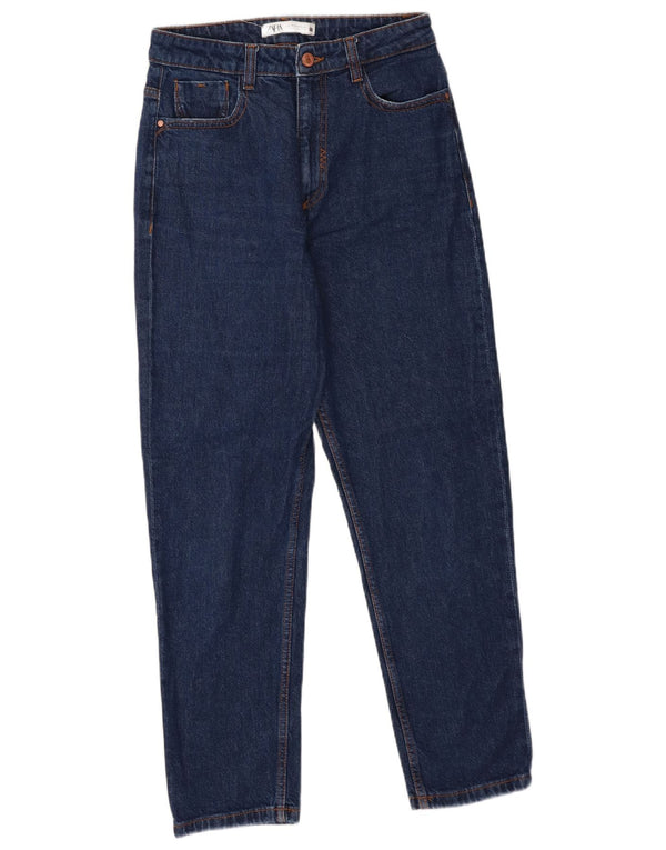 Damskie jeansy Zara z wysokim stanem, zwężane EU 38 Small W28 L27, niebieska bawełna