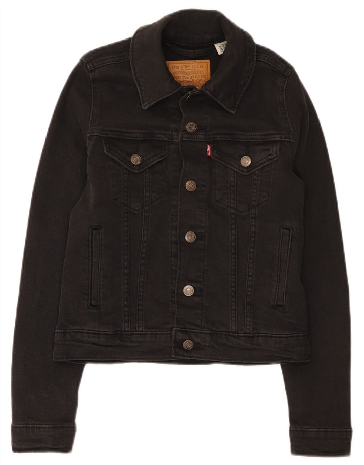 Damska kurtka dżinsowa Levi's Crop UK 2 2XS, czarna bawełna