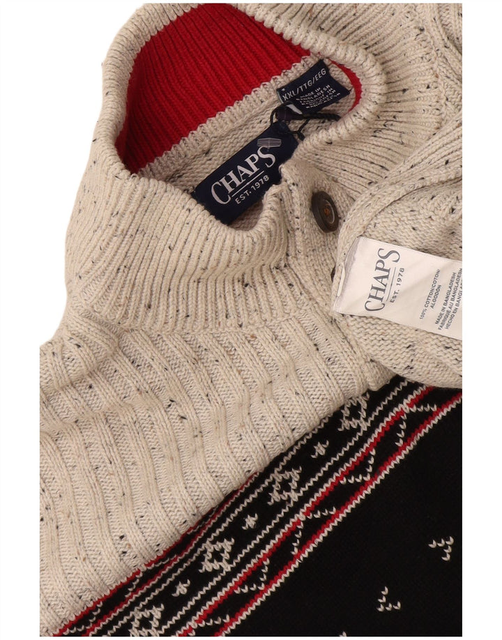 Męski sweter zapinany na guziki Chaps 2XL Szary, bawełniany Fair Isle