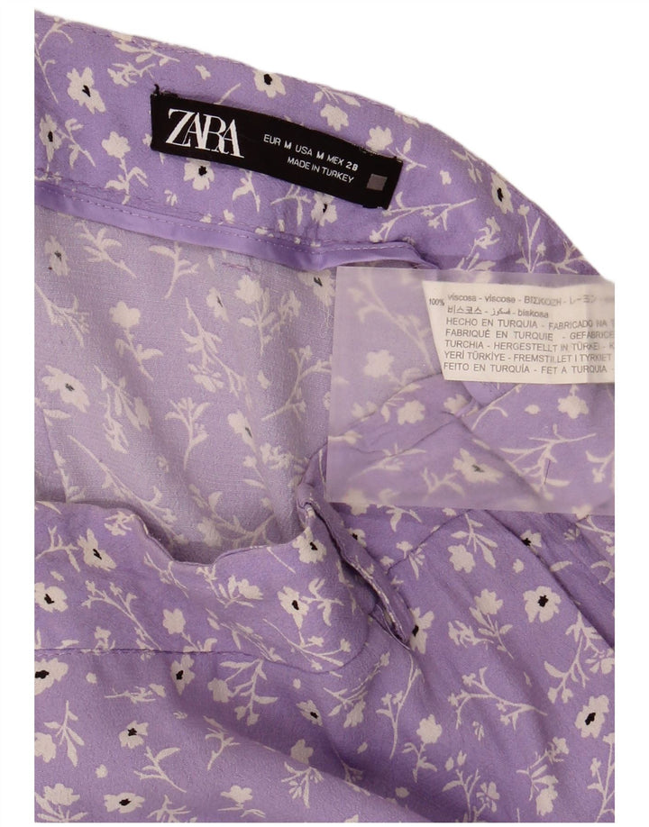 Damska spódniczka mini Zara Medium W28 Fioletowa wiskoza w kwiaty