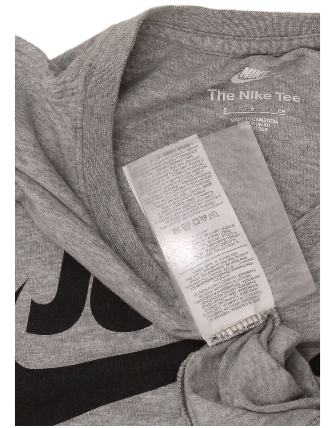 Męski T-shirt z grafiką Nike, mały, szary, z bawełny w cętki