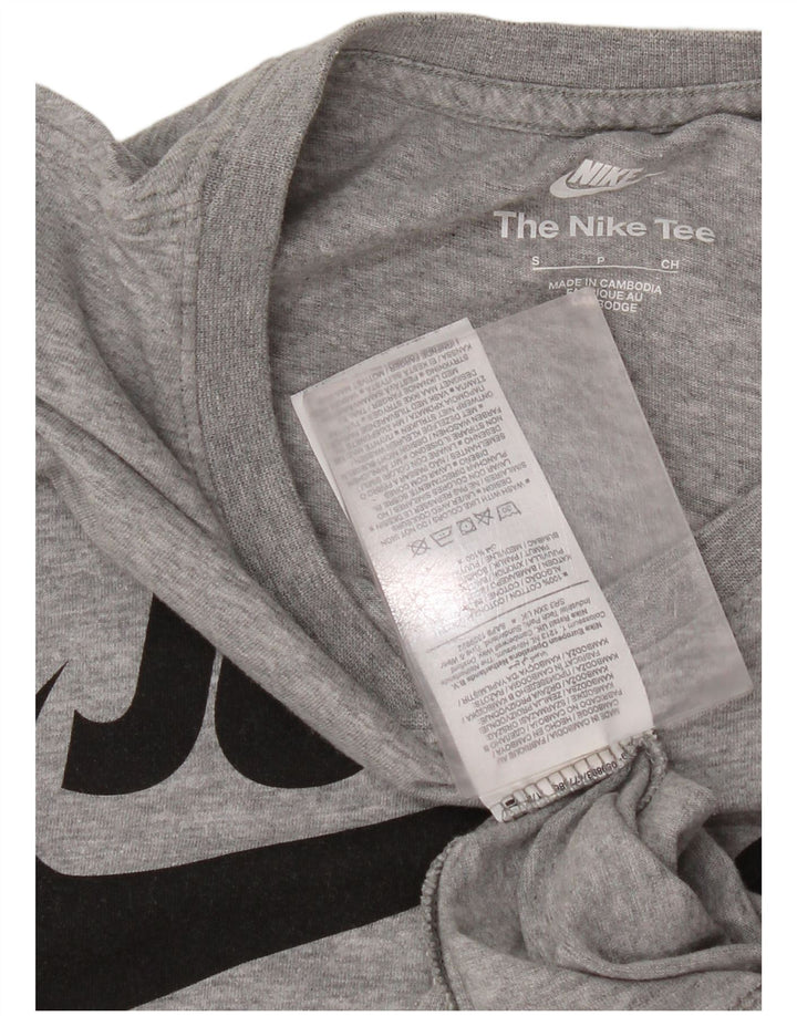 Męski T-shirt z grafiką Nike, mały, szary, z bawełny w cętki