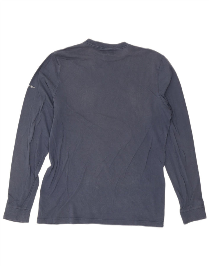 Męski graficzny top Columbia z długim rękawem, średnioniebieski, bawełniany