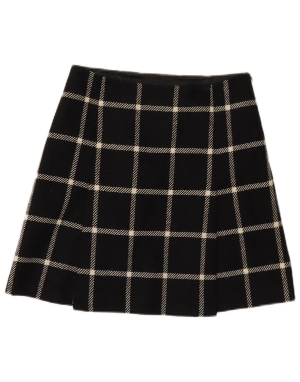HOBBS Womens Mini Skirt UK 8 Small W26  Black Check Wool