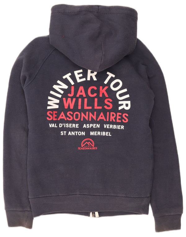 Sweter damski Jack Wills Graphic Sherpa z kapturem i zamkiem błyskawicznym UK 8, mały, granatowy