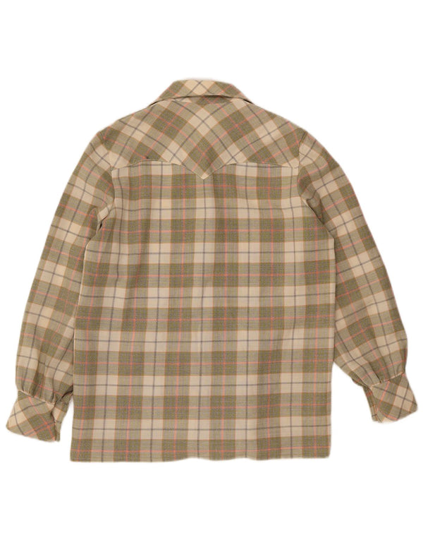 Vintage Womens Flannel Shirt UK 16 Large Beige Check