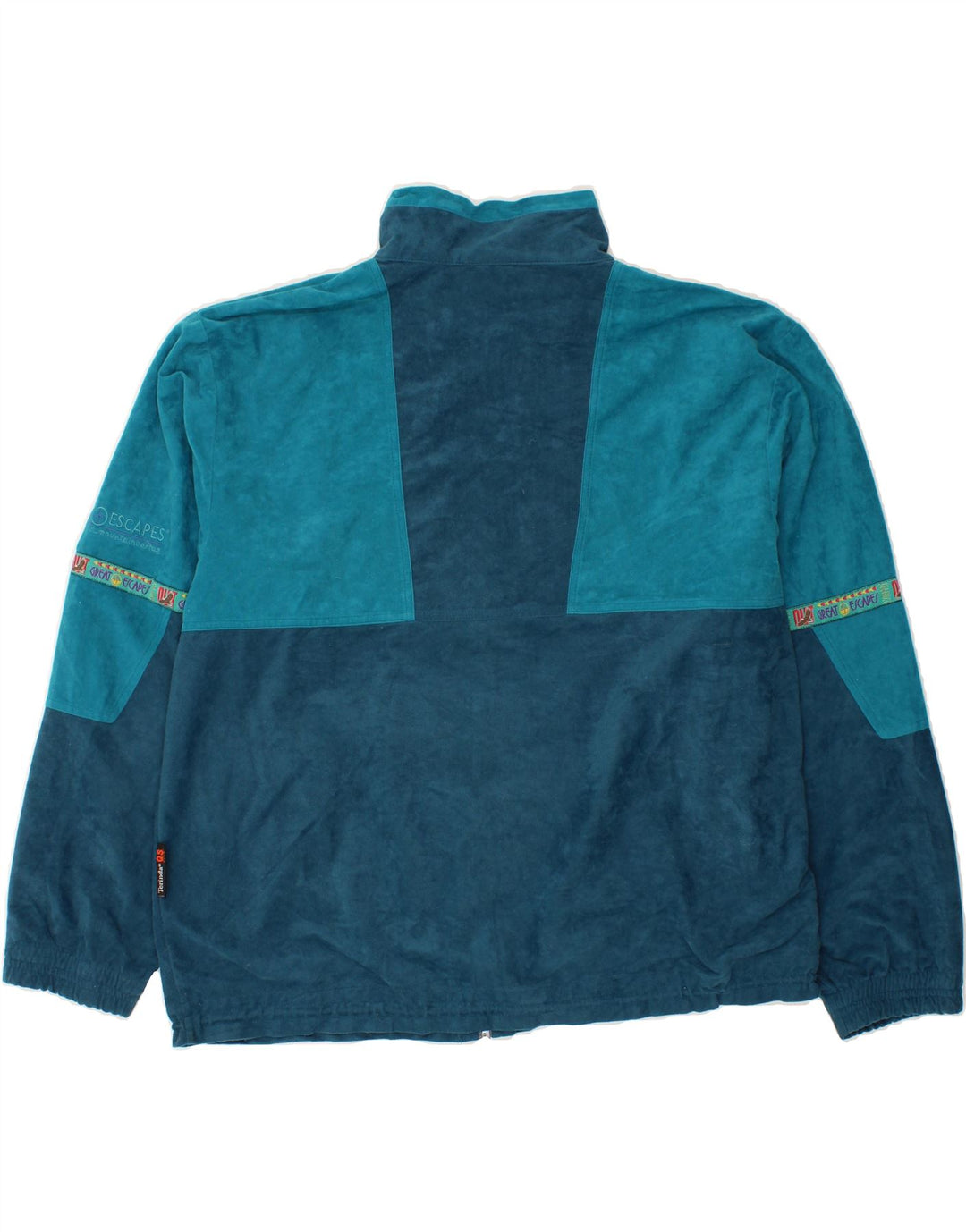 GREAT ESCAPES Mens Tracksuit Top Jacket XL Blue Colourblock Polyester Vintage Great Escapes and Second-Hand Great Escapes from Messina Hembry 