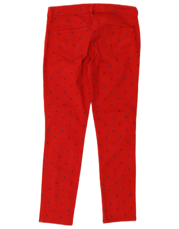 Damskie jeansy Jeggings Hollister US 3 XS W26 L26, czerwone, bawełniane w cętki