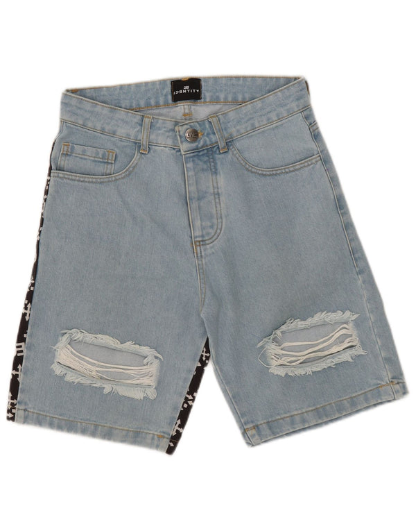 Vintage damskie spodenki jeansowe w trudnej sytuacji IT 42 Medium W29 Niebieski blok kolorów